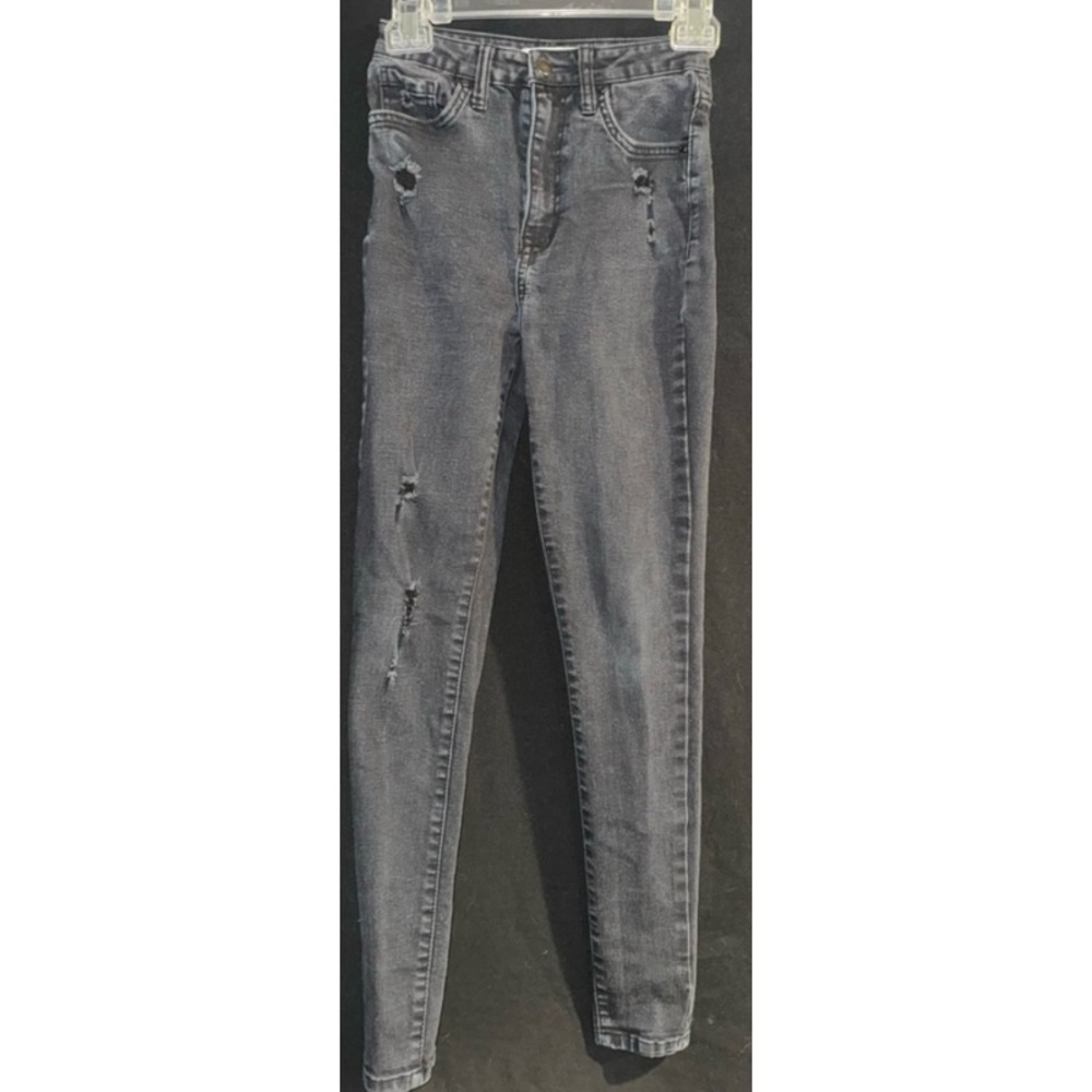 Forever 21 Size 25 Rugged Straight Leg High-Wasted Black Jeans
